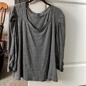 Democracy Puff Sleeve Sweatheart Neck Top in H.Charcoal XL